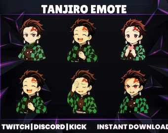 Paquete de gestos de Tanjiro / Iconos de transmisión de anime chibi (descarga instantánea)