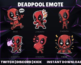 Paquete de gestos de héroe de traje rojo / Paquete de reacción Chibi / 6 gestos de transmisión