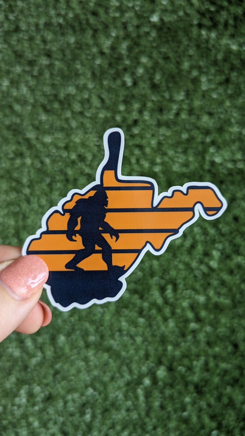 STICKER: Bigfoot West Virginia Sticker, Big foot bumper sticker, Bigfoot Stickers, West Virginia Gift Ideas, WVU image 1