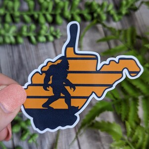 STICKER: Bigfoot West Virginia Sticker, Big foot bumper sticker, Bigfoot Stickers, West Virginia Gift Ideas, WVU image 3