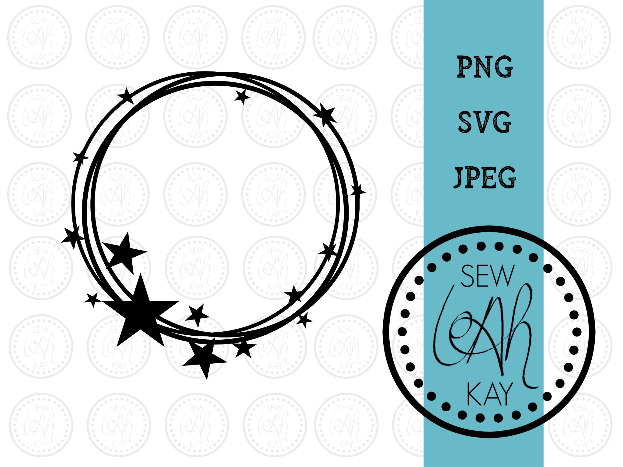 Star Circle Frame SVG Patriotic Monogram Frame Sign Etsy