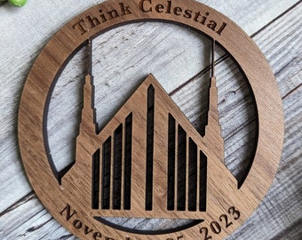 ORNAMENT: Think Celestial Ornament, Custom LDS Ornament, Personalized Gift Idea, Commemorative Ornament, Christmas Ornament