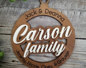 Custom Family Ornament, Minimalist Ornament, Personalized Christmas Ornament, Family Gift