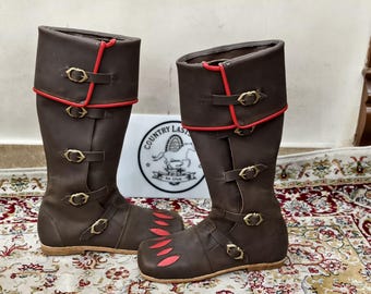 Landsknecht Stiefel - Handarbeit - 16th Century Renaissance Lederstiefel, Mittelalter Reenactment Schuhe, LARP Stiefel, Ren Faire Historische Schuhe