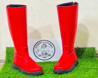 Große deutsche Militärstiefel | Handgefertigte Vintage Offizier Reitstiefel aus Leder