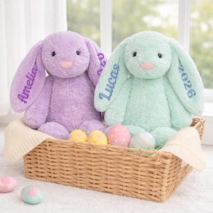 Personalized Embroidered Bunny, Custom Monogrammed Bunny, Bunny Soft Plush Toy, Baby Comfort Toy, Custom Baby Shower Gift, Newborn Gift image 5