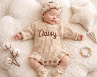 Personalized Baby Outfit,Custom Baby Romper,Coming Home Outfit,Newborn Outfit,Gender Neutral,Baby Shower Gift,Baby Organic Cotton Knit