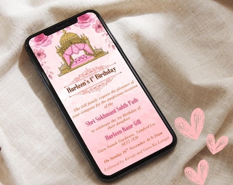 Sukhmani Sahib Path Invitation: 1st Birthday Sikh / Punjabi Invite (Digital Download)