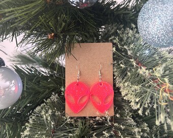 UV glow alien earrings