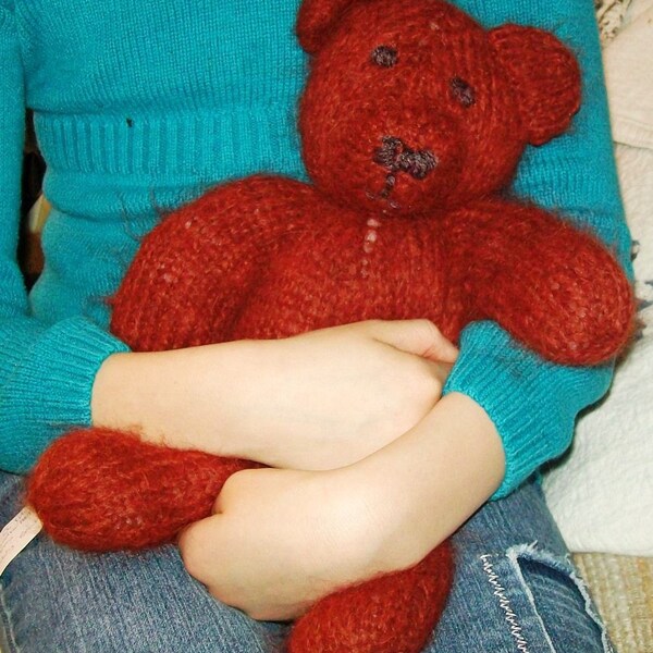 Hand Knitted Stuffed Animal Fuzzy Teddy Bear Using Alpaca