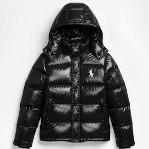 Chaqueta acolchada POLO negra para hombre, nueva colección, abrigo de invierno con capucha, chaqueta de plumón gruesa y cálida, ropa de calle de diseñador, regalo para él.