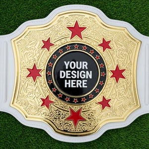 Custom Wrestling Championship Belt: Personalized Text & Logo Trophy