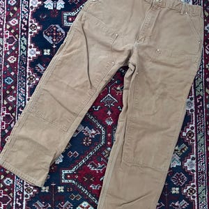 Vintage Carhartt Double Knee |Duck Canvas | Work Pants | Brown Carpenter Pants | Tag 40x32