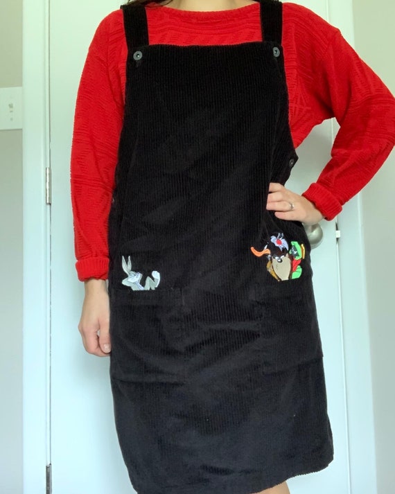 red and black jumper dress