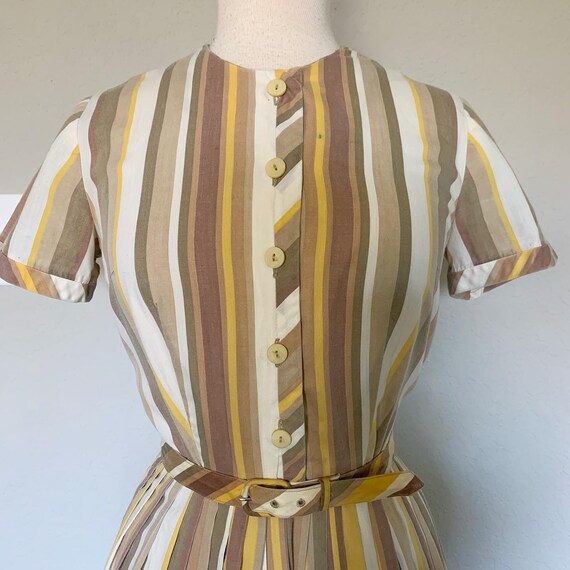 1950s Nelly Don Striped Shirtwaist Day Dress - image 5