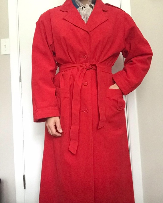 70s Ultra Suede Red Trench Coat