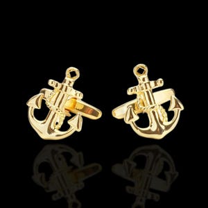 Golden Anchor Cufflinks: Silver & Gold Nautical Wedding Accessories