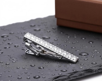 Silver Rivet Tie Clip Modern Sleek Design Elegant Groom Wedding Accessory for Men