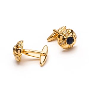Vintage Gold Crystal Cufflinks: Luxury Wedding Groom Accessories