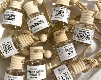 Hanging Car Diffuser, Glass Bottle with Rope, Various Scents Available