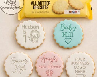Personalised Cookie Stamp, Custom Fondant Embosser, Baking Tool, Fits M&S cookies, Cookie Cutter
