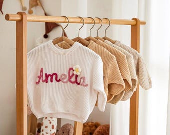 Custom Embroidered Baby Name Sweater: Personalized Knit Crochet Gift