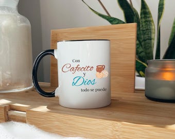 Con Cafecito y Dios Tasse: Mexikanische Kaffeetasse, Geschenk für Latein Mama