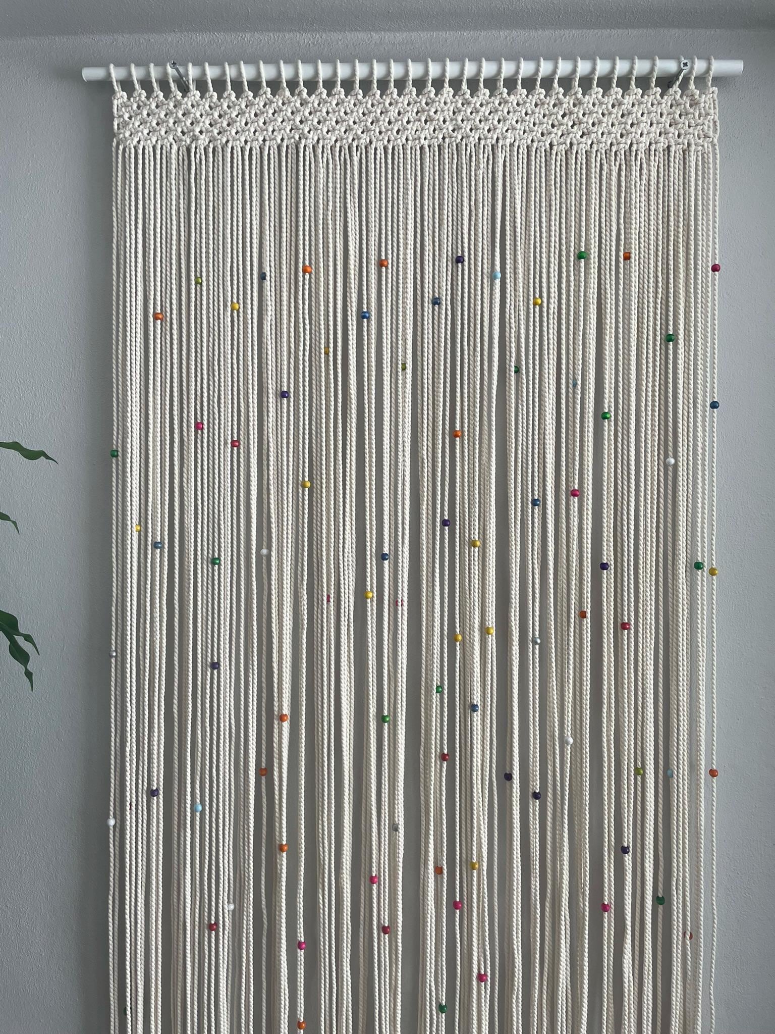 Colorful Beaded Macrame Curtain: Boho Room Divider, Wall Decor - Etsy