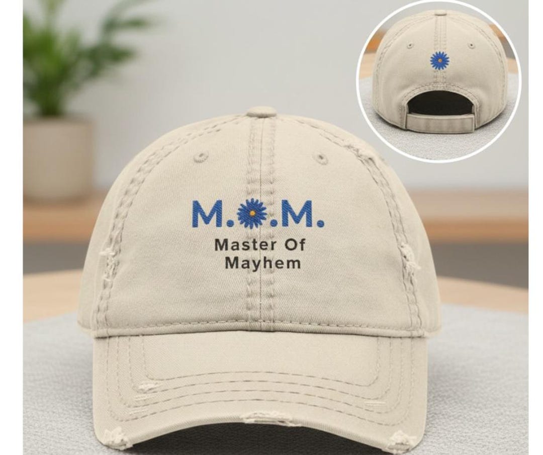 Modom Hat M.O.M. Master of Mayhem Hat – Embroidered Distressed Dad Hat - Etsy