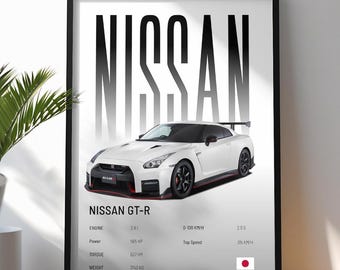 Nissan GT-R Poster | Car Print | Hyper Car Poster | Super Car Print | Art Print | Car Poster | Home Decor | Wall Decor