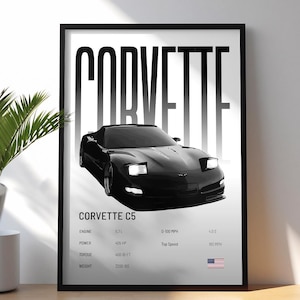 Corvette C5 Poster | Car Print | Hyper Car Poster | Super Car Print | Art Print | Car Poster | Home Decor | Wall Decor