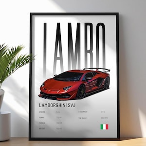 Lamborghini Aventador SVJ Poster | Car Print | Hyper Car Poster | Super Car Print | Art Print | Car Poster | Home Decor | Wall Decor