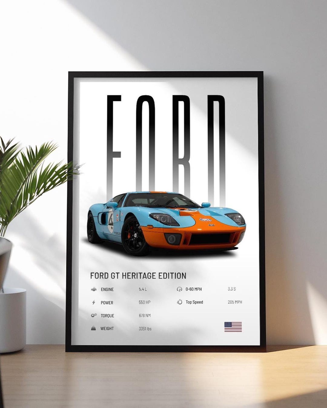 Ford GT Heritage Edition Poster | Supercar Print | Exotic Car Poster ...