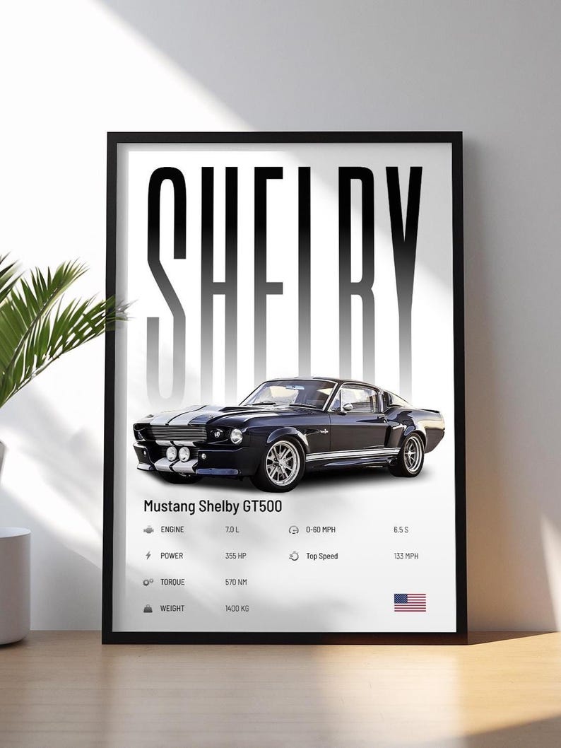 Ford Mustang Shelby GT500 Poster | Car Print | Muscle Car Poster ...