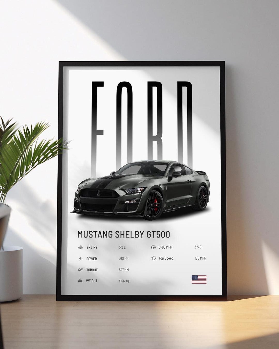 Ford Mustang Shelby GT500 Poster | Car Print | Muscle Car Poster ...