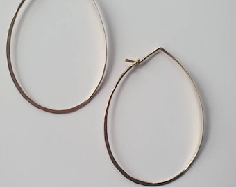 Large 14k gold filled hammered  hoops