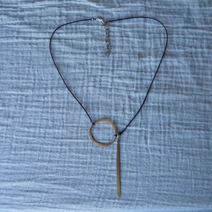 Brass Circle and Stick Necklace image 2