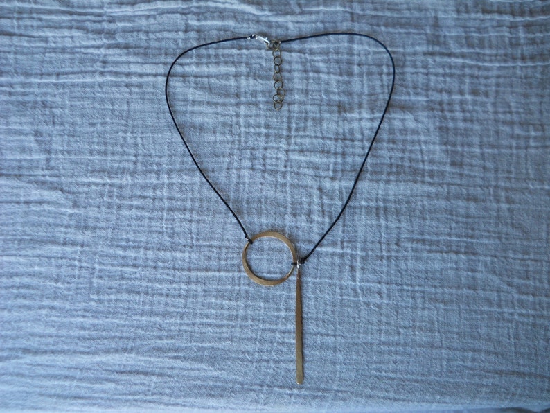 Brass Circle and Stick Necklace image 2