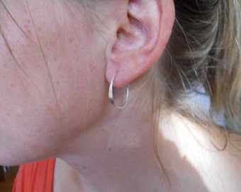 X small  Sterling Hammered Hoops