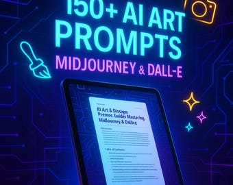 AI Art Prompt Guide: 150+ MidJourney & DALL-E Prompts (Digital Download PDF)