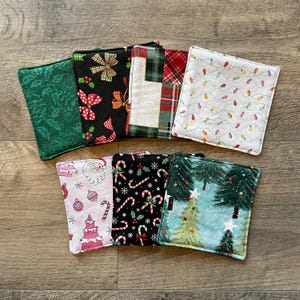 Handmade Christmas Quilted Coaster Set: Holiday Fabric