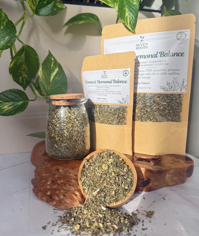 Hormonal Balance Tea | Red Raspberry, Damiana | PMS | PCOS | Seven Roots image 4