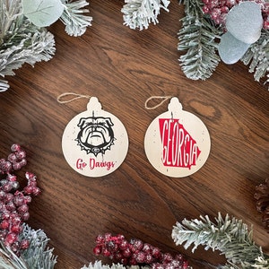 GEORGIA BULLDOGS Ornament 2er Set Holz Rustikal Bauernhaus
