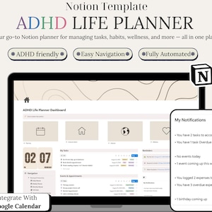Mall för ADHD-livsplanerare: Digital produktivitetsinstrumentpanel