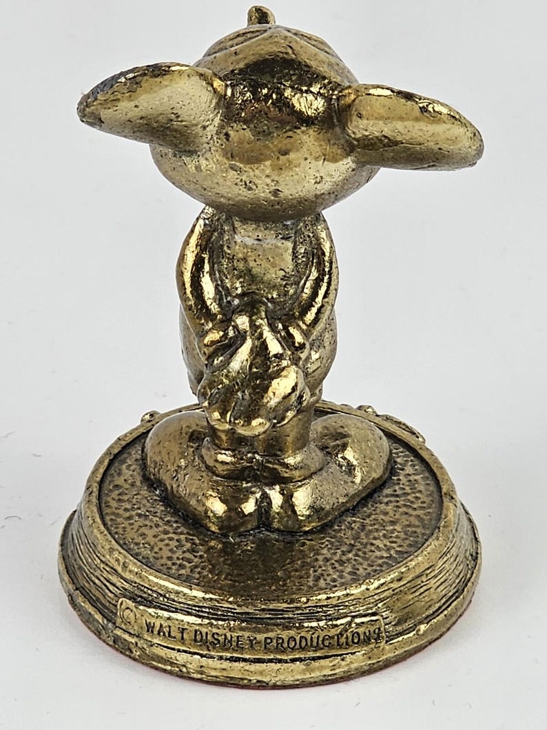 Vintage Disneyland Mickey Mouse messing presse-papier beeldje souvenir bureaudecor afbeelding 3