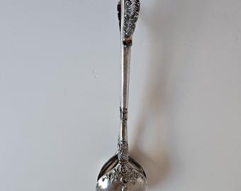 Pinzas para servir de mediados de siglo, plateadas, ornamentadas, con diseño floral, para helados, pasteles y mesa de té.