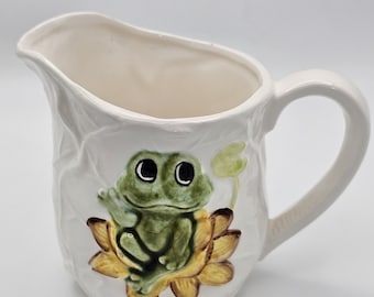 Vintage Frog Lily Pad Creamer Pitcher – Sears Roebuck 1978 Cottagecore Kitchen Decor