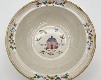 Vtg Heartland Stoneware Bowl Folk Art Farmhouse International Japan Soup Cereal
