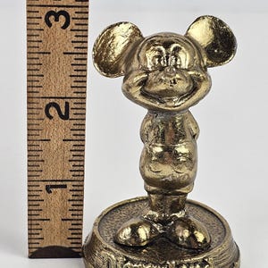 Vintage Disneyland Mickey Mouse messing presse-papier beeldje souvenir bureaudecor afbeelding 7