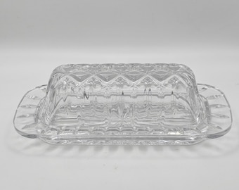 Vintage schwere Kristall Butterdose geschliffene Glas bedeckt Servierplatte